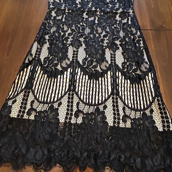 NWT MSLG Women Elegant Round Neck V-back Floral Lace Cocktail Party Dress Size L - Picture 11 of 16